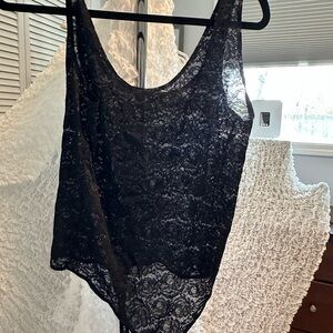 Black Lace Sleeveless Top